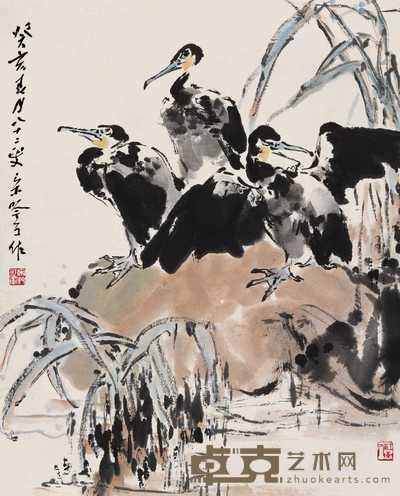 宋吟可 1983年作 花鸟 立轴 47×60cm